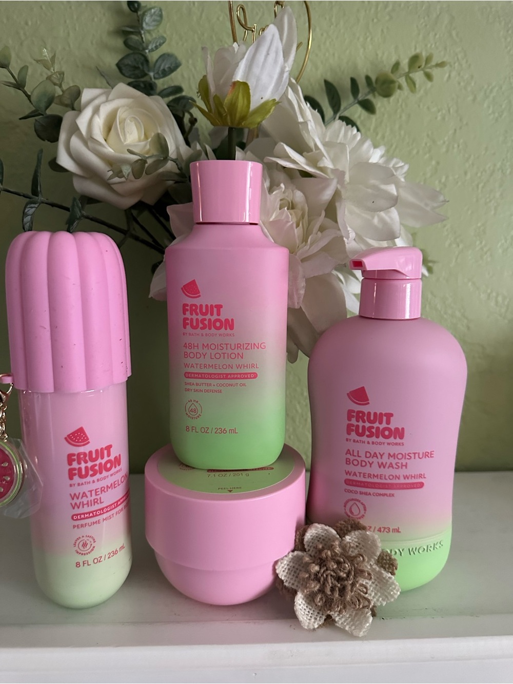 Bath & Body Works Fruit Fusion Watermelon Whirl Body Care Set - Pink, Green